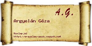 Argyelán Géza névjegykártya
